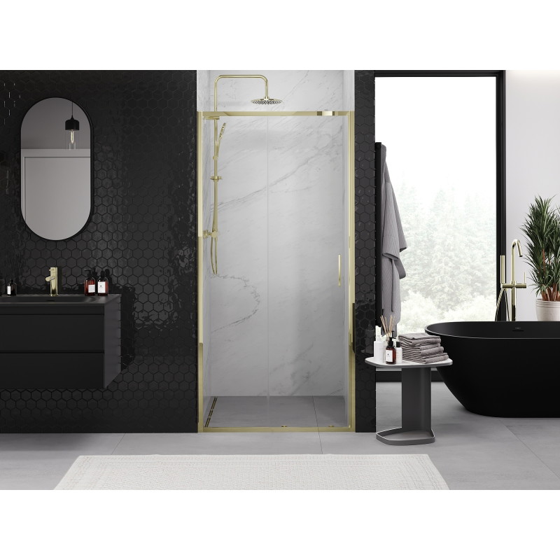 Mexen Exo-S 120 cm slydimo dušo durys, skaidrios, auksinės - 8151-120-000-50-00