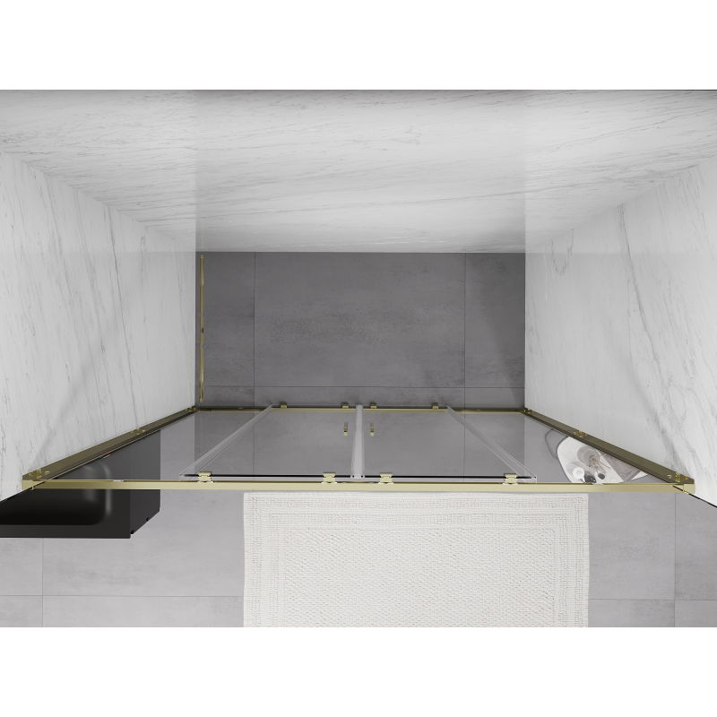 Mexen Exo dvigubos stumdomos dušo durys 190 cm, permatomos, auksinės - 8152-190-000-50-00