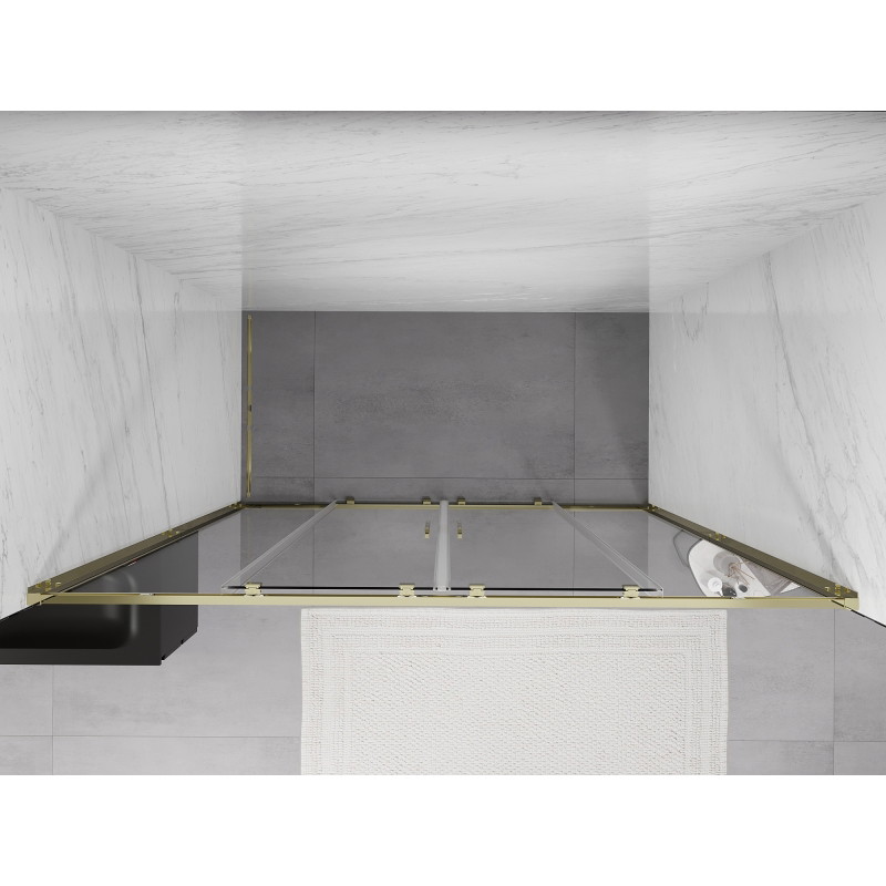 Mexen Exo-S Duo dvigubos stumdomos dušo durys 190 cm, permatomos, auksinės - 8152-190-000-50-00