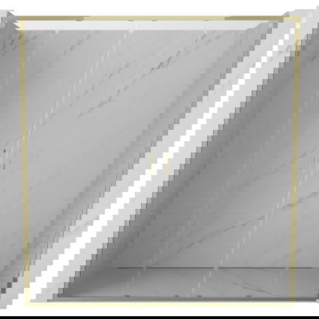 Mexen Exo dvigubos stumdomos dušo durys 200 cm, skaidrios, auksinės - 8152-200-000-50-00