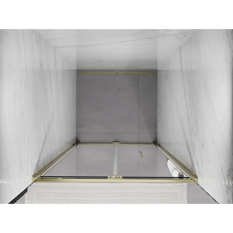Mexen Exo-F sulankstomos dušo durys 70 cm, permatomos, auksinės - 816-070-000-50-00