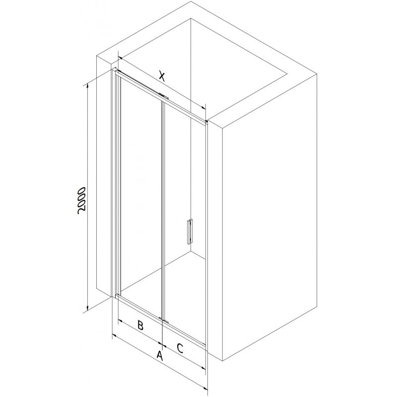 Mexen Exo dušo durys, sulenkiamos, 95 cm, permatomos, auksinės - 816-095-000-50-00