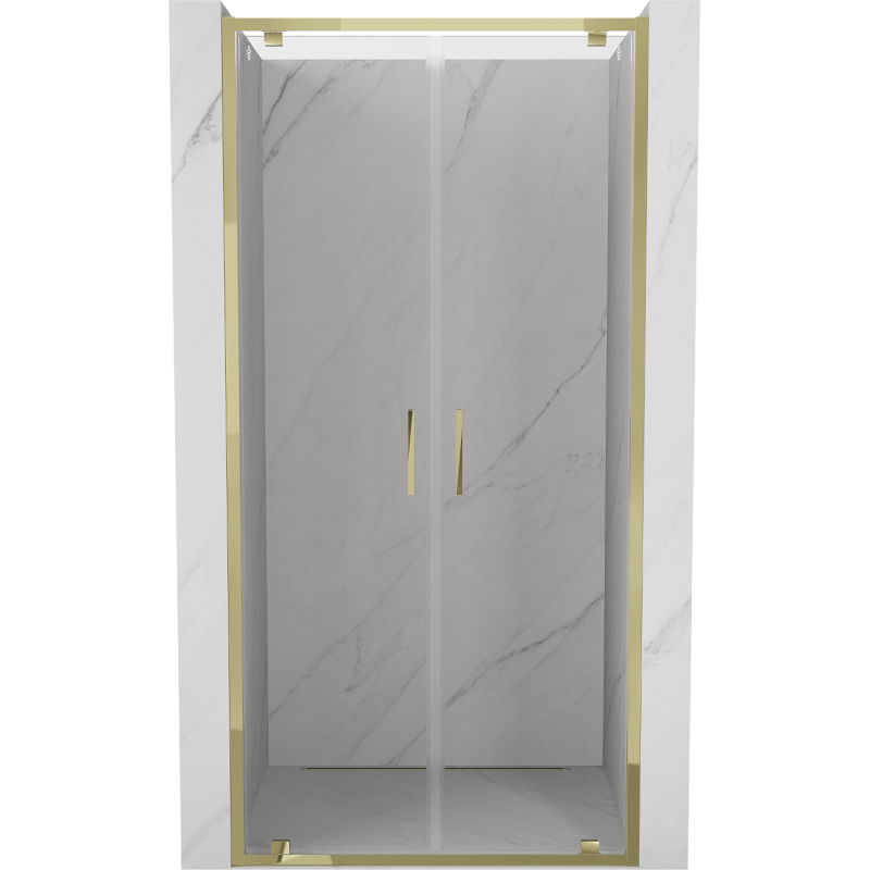 Mexen Exo dvigubos sulankstomos dušo durys 70 cm, skaidrios, auksinės - 8182-070-000-50-00