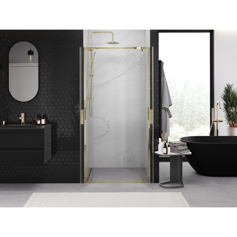 Mexen Exo-BR Duo dvigubos 70 cm pločio dušo durys, skaidrios, auksinės - 8182-070-000-50-00