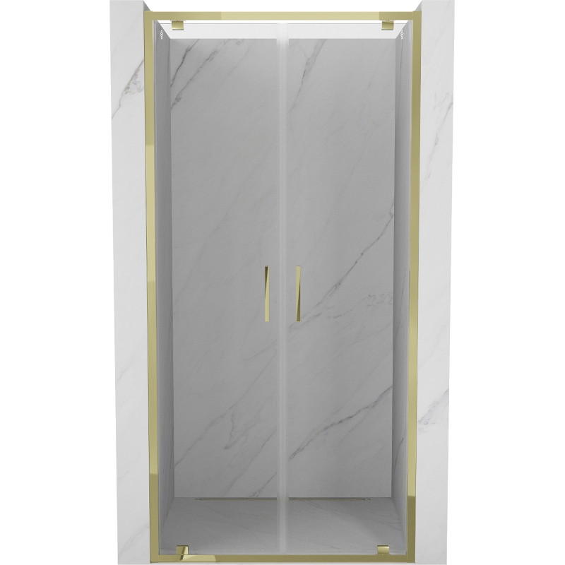Mexen Exo-BR Duo dvivėrės dušo durys 100 cm, skaidrios, auksinės - 8182-100-000-50-00
