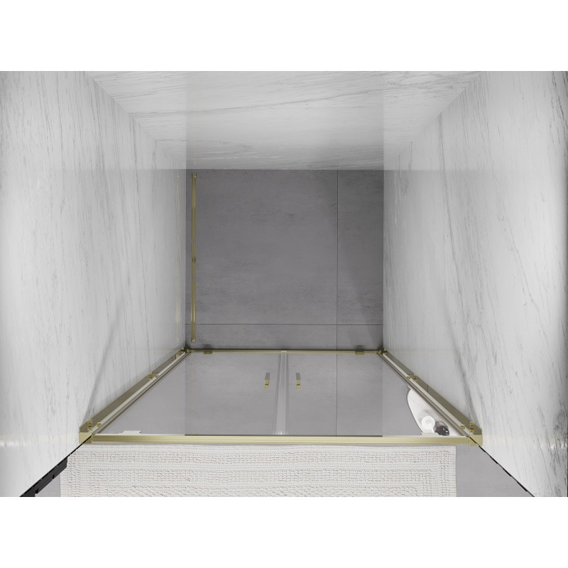 Mexen Exo-BR Duo dvivėrės dušo durys 100 cm, skaidrios, auksinės - 8182-100-000-50-00