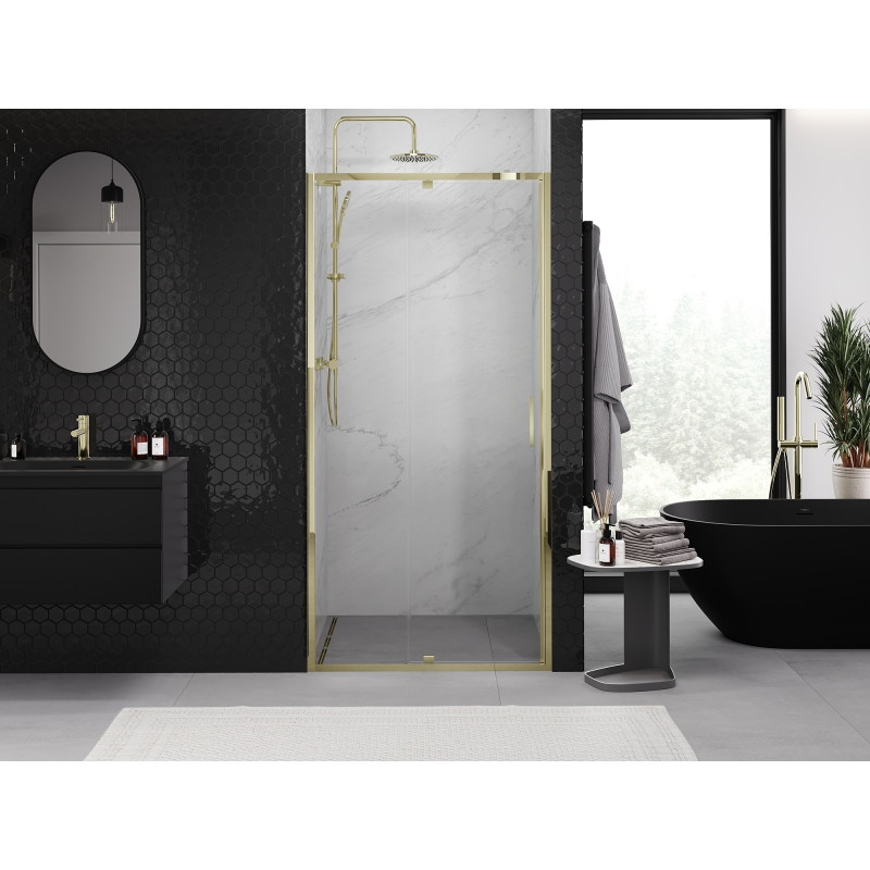 Mexen Exo-R varstomos dušo durys 125 cm, skaidrios, auksinės - 819-125-000-50-00