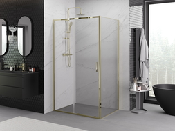 Mexen Exo stumdomas dušo kampas 125 x 95 cm, skaidrus, auksinis - 8151-125-095-50-00