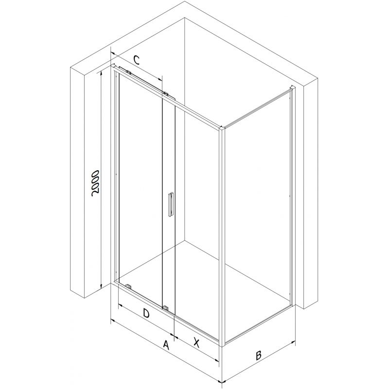 Mexen Exo stumdoma dušo kabina 145 x 95 cm, skaidri, auksinė - 8151-145-095-50-00
