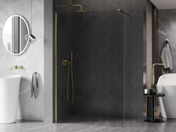 Mexen Kioto-X dušo siena Walk-in 70 x 200 cm, permatoma 10 mm, auksinė - 800-070-101-50-00-X