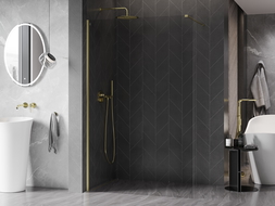 Mexen Kioto-X daugiafunkcinė dušo siena Walk-in 80 x 200 cm, skaidri 10 mm, auksinė šlifuota - 800-080-101-55-00-X
