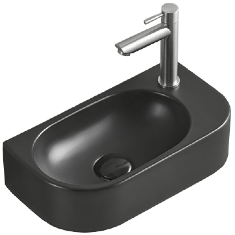 Mexen Viera kairėtasis praustuvas virš stalviršio 40 x 21 cm, juodas matinis - 21274085L