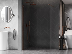 Mexen Kioto-X dušo sienelė Walk-in 60 x 200 cm, skaidri 10 mm, šepečiu valytas varis - 800-060-101-65-00-X