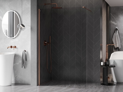 Mexen Kioto-X dušo sienelė Walk-in 100 x 200 cm, skaidri 10 mm, šlifuotas varis - 800-100-101-65-00-X