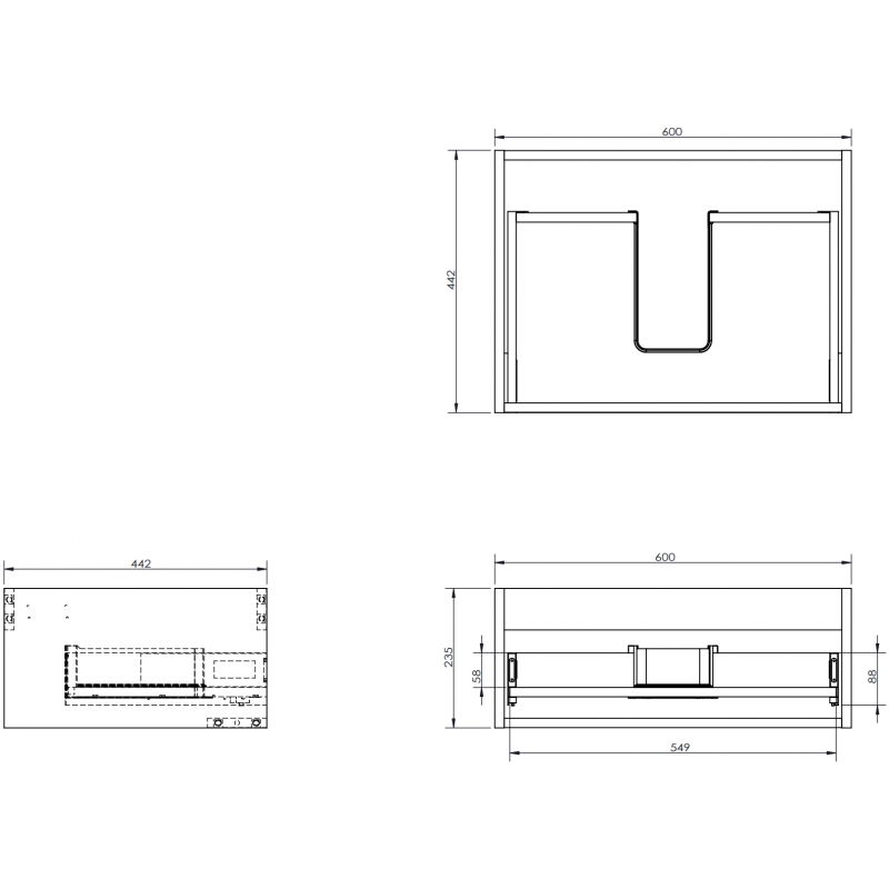 Mexen Box-A korpus po praustuvo spintele 60 cm, 1 stalčius, matinė grafito - 91AX0-0600-235-1-66