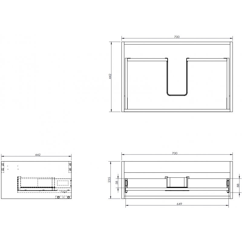 Mexen Box-A korpus pakabinamosios spintelės korpusas 70 cm, 1 stalčius, baltas matinis - 91AX0-0700-235-1-01