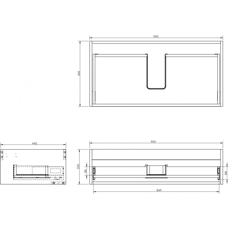 Mexen Box-A korpus praustuvo spintelės 90 cm, 1 stalčius, balta matinė - 91AX0-0900-235-1-01