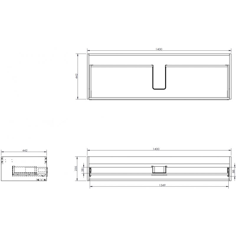 Mexen Box-A korpus spintelės po praustuvu 140 cm, 1 stalčius, juodas blizgesys - 91AX0-1400-235-1-70
