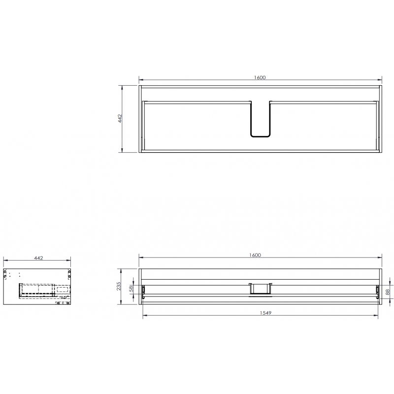 Mexen Box-A praustuvo spintelės korpusas 160 cm, 1 stalčius, juodas matinis - 91AX0-1600-235-1-71