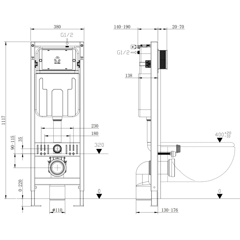 Mexen Fenix W potinkinis WC rėmas - 60105