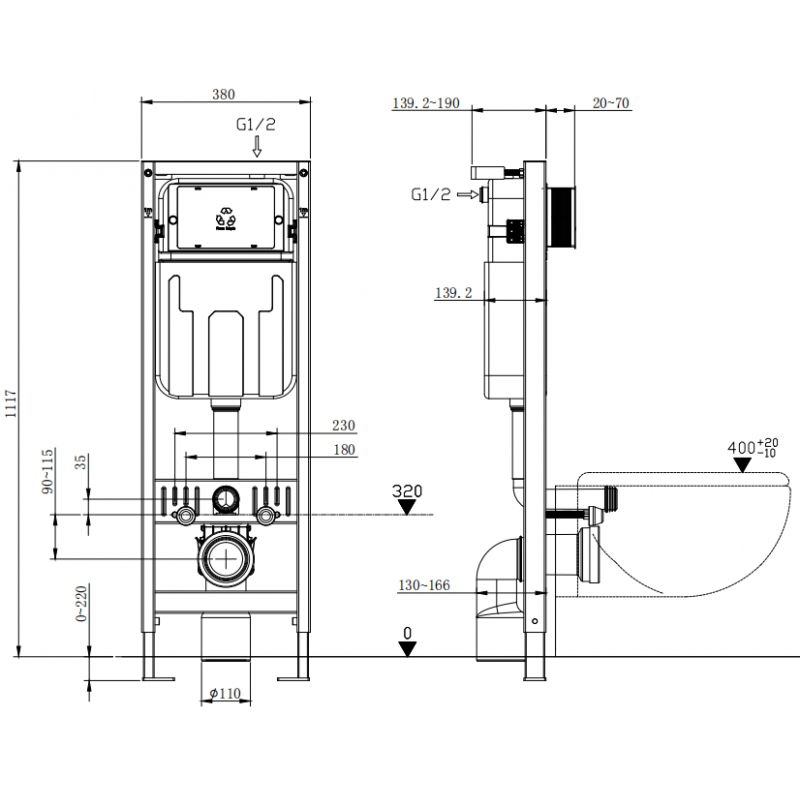 Mexen Fenix Air W pneumatinis paslėptas rėmas WC - 6A105