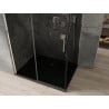 Mexen Omega stumdomas dušo kabina 100 x 80 cm, grafitas, chromas + juoda Flat dušo padėklas - 825-100-080-01-40-4070