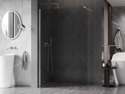Mexen Kioto-X dušų siena Walk-in 140 x 200 cm, permatomas 10 mm, šlifuotas nikelis - 800-140-101-97-00-X