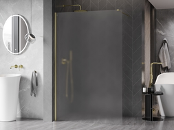 Mexen Kioto-X dušo sienelė Walk-in 90 x 200 cm, matinė 10 mm, auksinė šepečiuota - 800-090-101-55-30-X