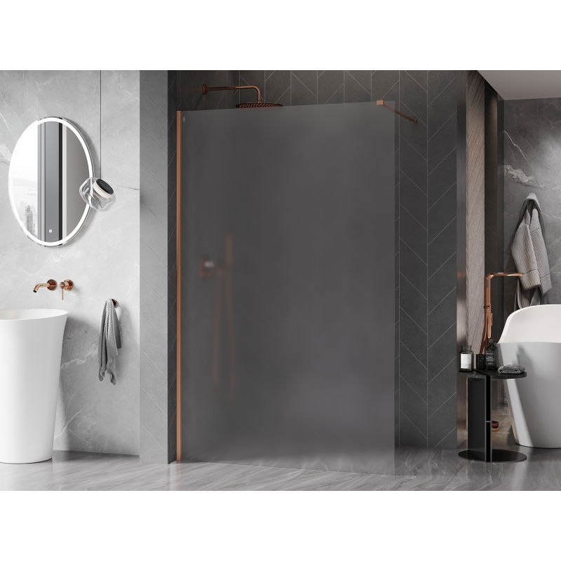 Mexen Kioto-X dušo siena Walk-in 130 x 200 cm, šerkšnas 10 mm, šlifuota varis - 800-130-101-65-30-X