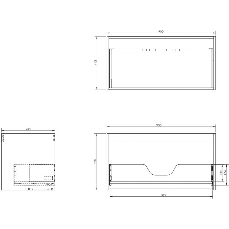 Mexen Box-A spintelei po kriaukle 90 cm korpusas, 1 stalčius, baltas matinis - 91AX0-0900-470-1-01