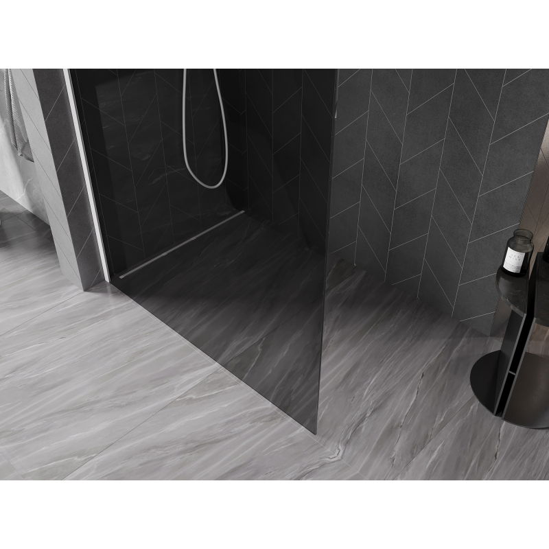 Mexen Kioto-X dušo siena Walk-in 130 x 200 cm, grafitas 10 mm, balta - 800-130-101-20-40-X