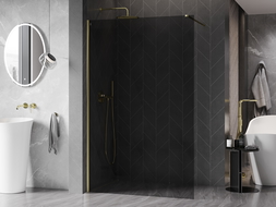 Mexen Kioto-X dušo siena Walk-in 130 x 200 cm, grafitas 10 mm, auksinė - 800-130-101-50-40-X