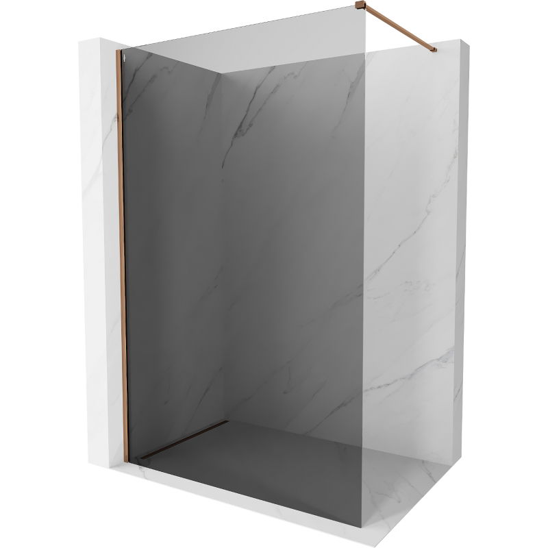 Mexen Kioto-X dušo sienelė Walk-in 140 x 200 cm, grafitinė 10 mm, rožinis auksas - 800-140-101-60-40-X