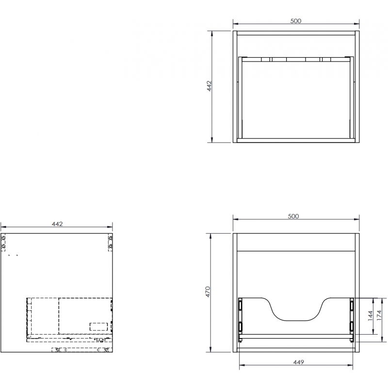 Mexen Box-A korpuso vonios spintelė 50 cm, 1 stalčius, juodas blizgus - 91AX0-0500-470-1-70