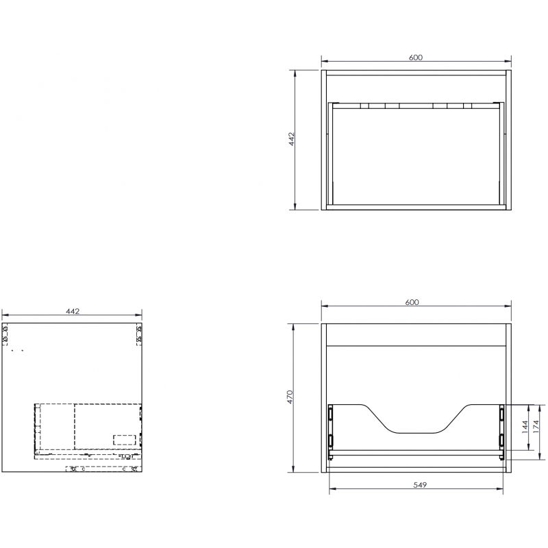 Mexen Box-A spintelės po praustuvu korpusas 60 cm, 1 stalčius, ąžuolas - 91AX0-0600-470-1-81