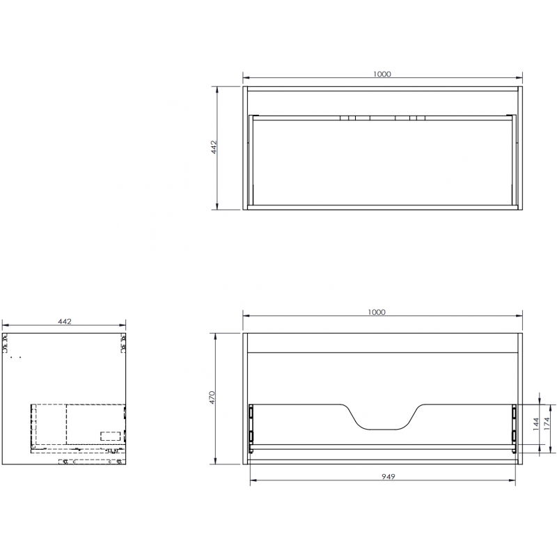 Mexen Box-A korpus vonios spintelė po praustuvu 100 cm, 1 stalčius, ąžuolas - 91AX0-1000-470-1-81