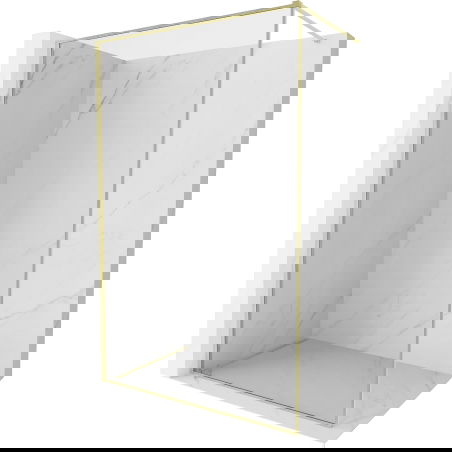 Mexen Kioto-XF dušo sienelė Walk-in su rėmeliu 130 x 202 cm, permatoma 10 mm, auksinė šlifuota - 800-130-104-55-00-X