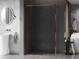 Mexen Kioto-XF dušo pertvara Walk-in su rėmeliu 60 x 202 cm, skaidri 10 mm, rožinis auksas - 800-060-104-60-00-X