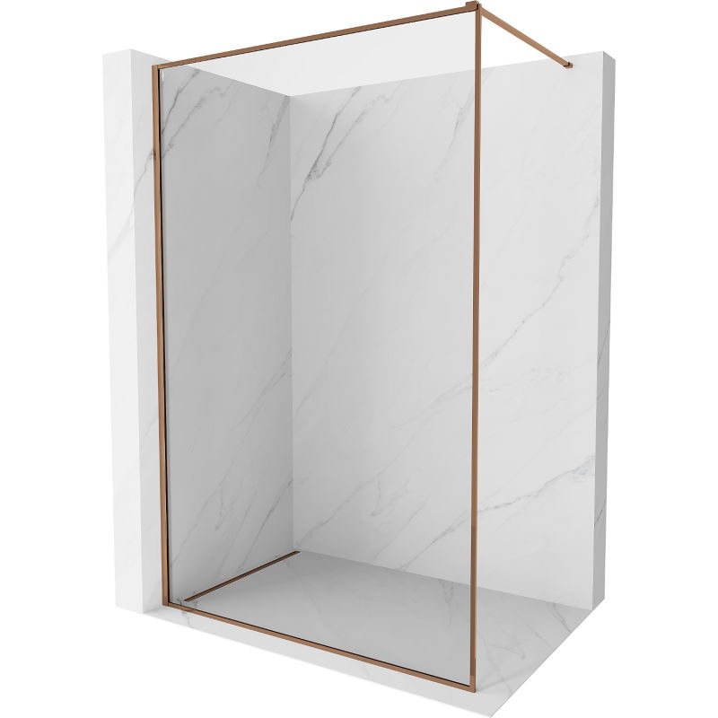 Mexen Kioto-XF dušo sienelė „Walk-in“ su rėmu 100 x 202 cm, skaidrus 10 mm, rausvas auksas - 800-100-104-60-00-X