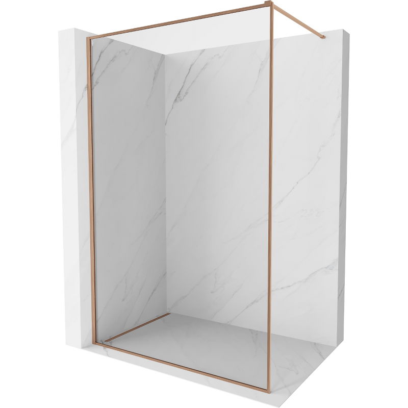 Mexen Kioto-XF dušo sienelė Walk-in su rėmeliu 100 x 202 cm, permatomas 10 mm, šlifuota varis - 800-100-104-65-00-X