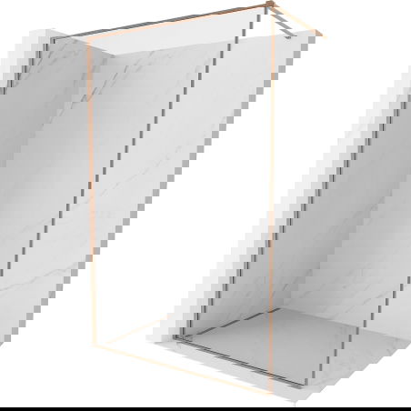 Mexen Kioto-XF dušo sienelė Walk-in su rėmeliu 100 x 202 cm, permatomas 10 mm, šlifuota varis - 800-100-104-65-00-X