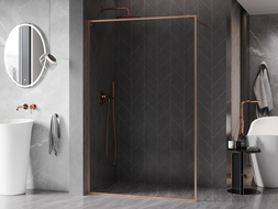 Mexen Kioto-XF dušo sienelė Walk-in su rėmeliu 100 x 202 cm, permatomas 10 mm, šlifuota varis - 800-100-104-65-00-X