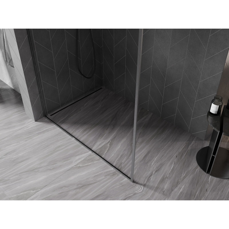 Mexen Kioto-XF dušo siena Walk-in su rėmu 110 x 202 cm, skaidri 10 mm, šepetys ginklas pilka - 800-110-104-66-00-X