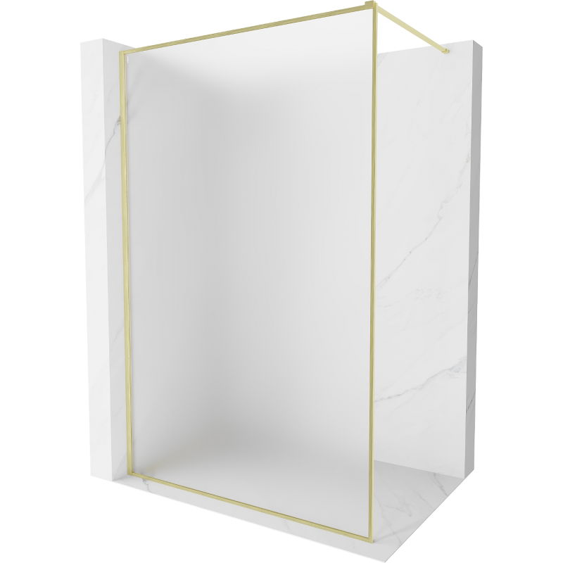 Mexen Kioto-XF dušo sienelė Walk-in su rėmu 100 x 202 cm, matinė 10 mm, auksinė šepečiuota - 800-100-104-55-30-X