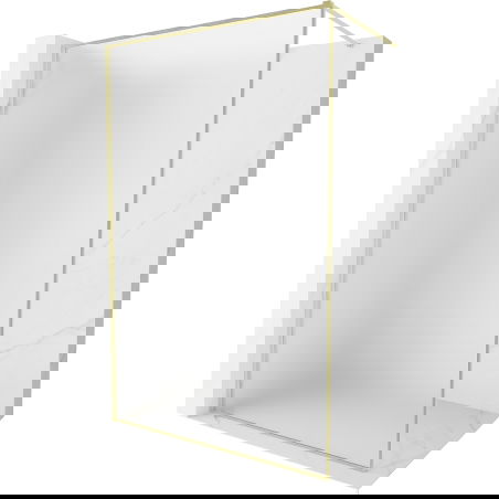 Mexen Kioto-XF dušo sienelė Walk-in su rėmu 100 x 202 cm, matinė 10 mm, auksinė šepečiuota - 800-100-104-55-30-X
