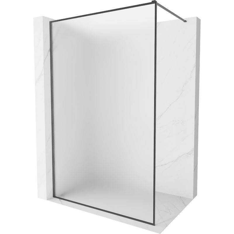 Mexen Kioto-XF dušo sienelė Walk-in su rėmeliu 130 x 202 cm, 10 mm matinė, šlifuota pilkai juoda - 800-130-104-66-30-X