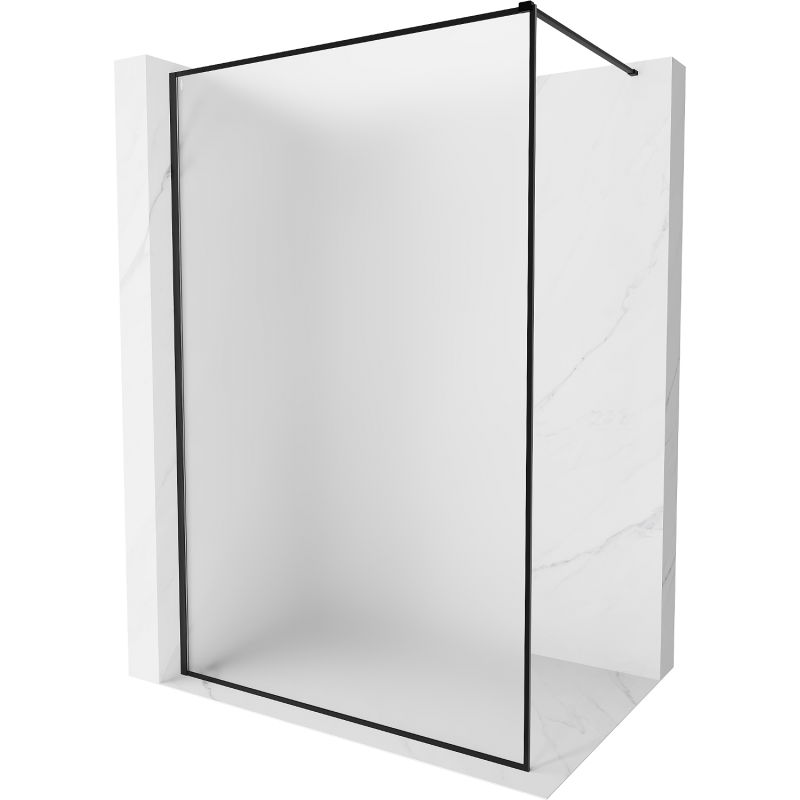Mexen Kioto-XF dušo sienelė Walk-in su rėmu 140 x 202 cm, matinis 10 mm, juodas - 800-140-104-70-30-X