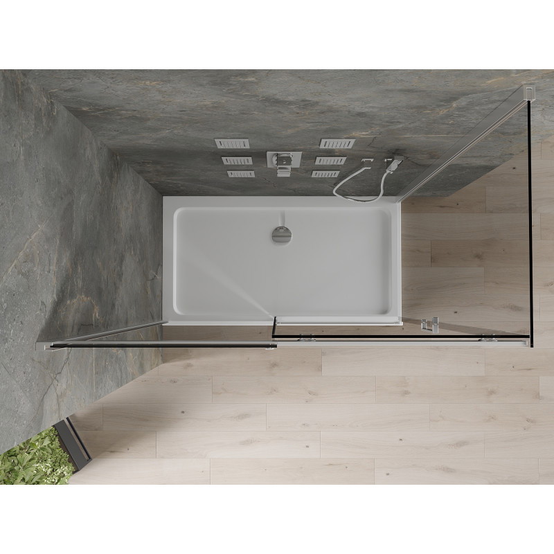 Mexen Omega stumiama dušo kabina 130 x 70 cm, grafitas, chromas + Flat dušo padėklas, baltas - 825-130-070-01-40-4010