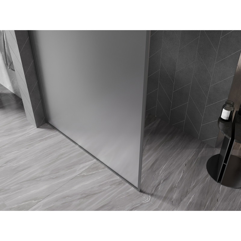 Mexen Kioto-XF Walk-in dušo siena su rėmu 120 x 202 cm, šerkšnas 10 mm, ginklo metalo spalva - 800-120-104-95-30-X