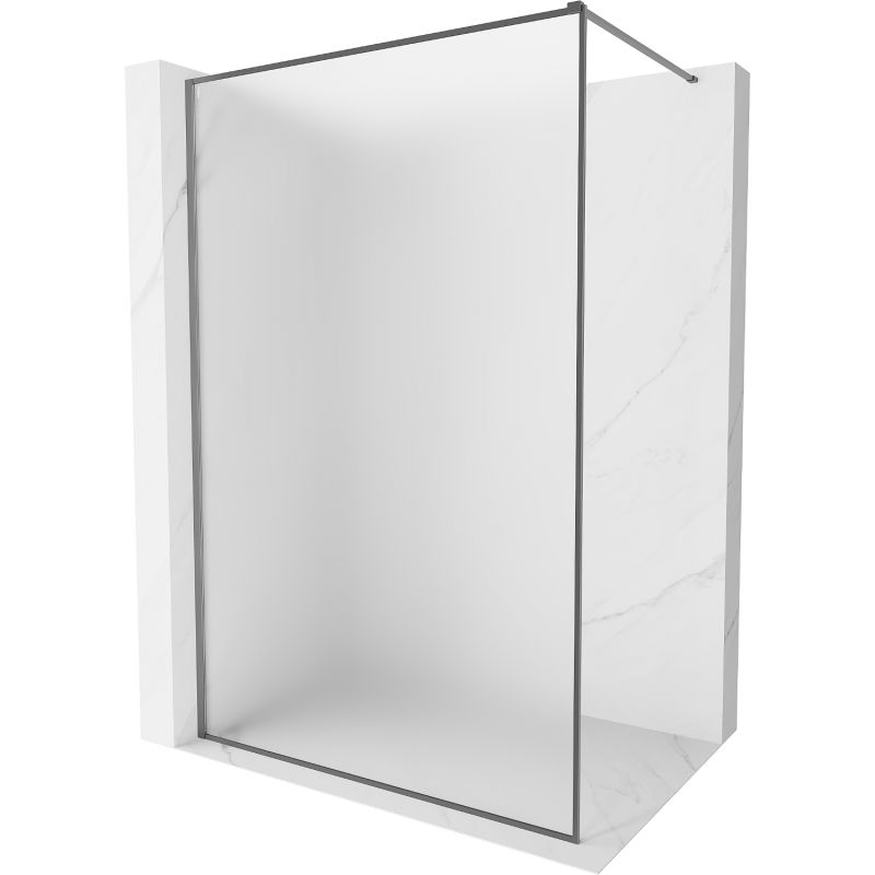 Mexen Kioto-XF dušo siena Walk-in su rėmeliu 130 x 202 cm, šerkšnas 10 mm, pistoletinis metalas - 800-130-104-95-30-X
